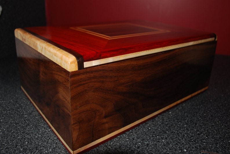 Keepsake Box -Handcrafted from Padauk Walnut and Tiger Maple SOLD-SB on 3119
