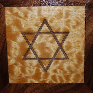 Example of Laser Engraved-&quot;Star of David&quot; and Others-on Various Hardwoods