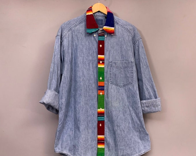 Denim shirt with ethnic detail