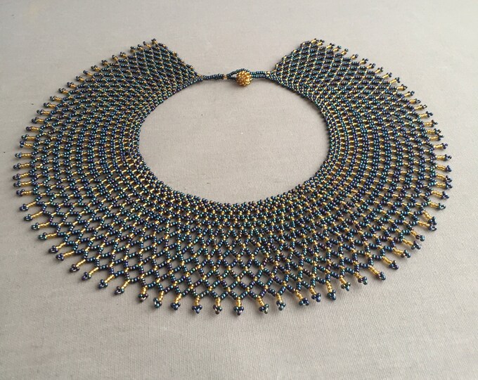 deco style beaded collar necklace