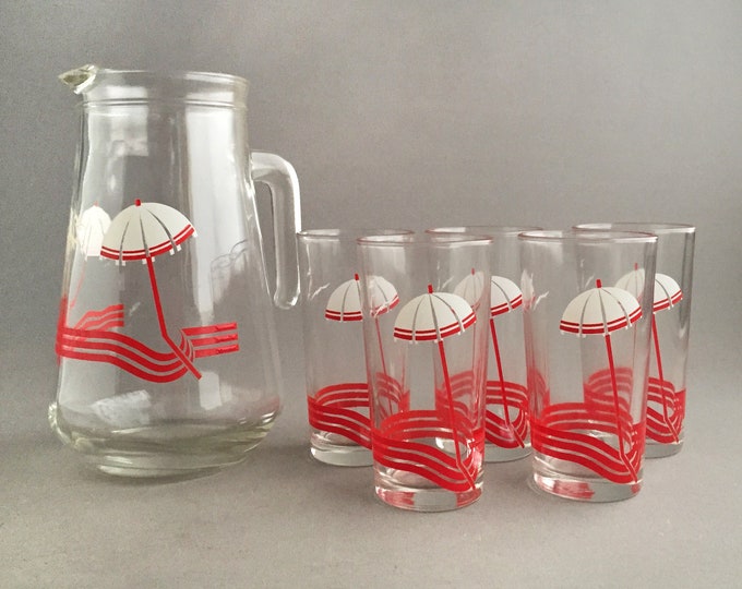 1980s jug and glass set