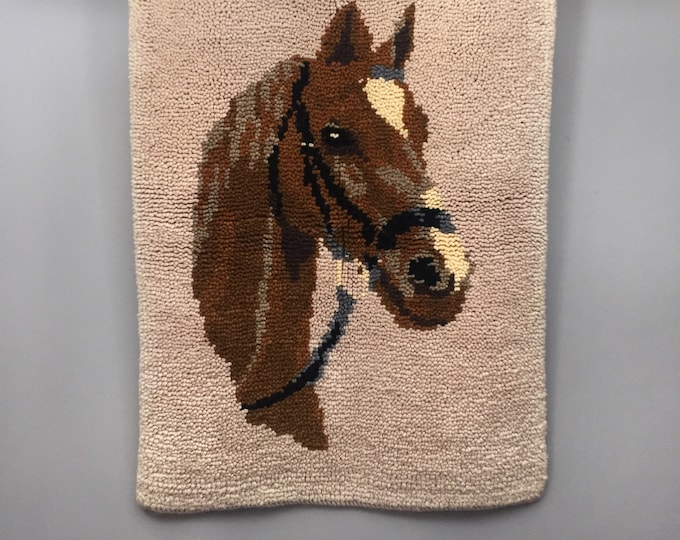 1970s pur wool latch hook rug wall hanging