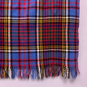 Pure wool plaid blanket rug