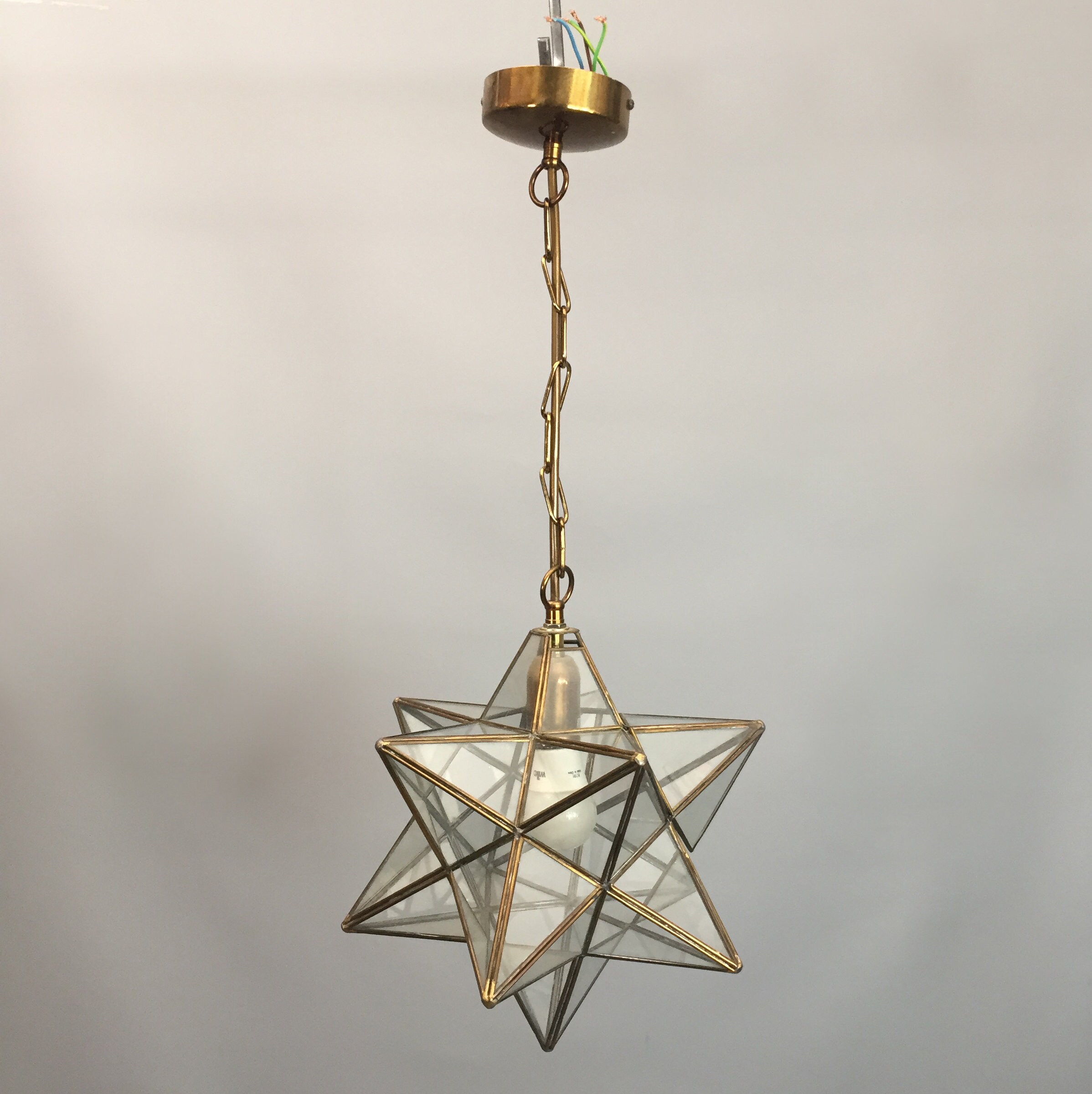 glass and brass star pendant lamp