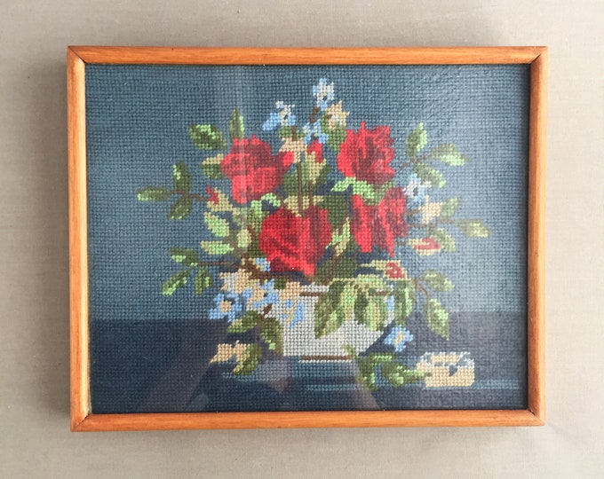 framed needle point picture
