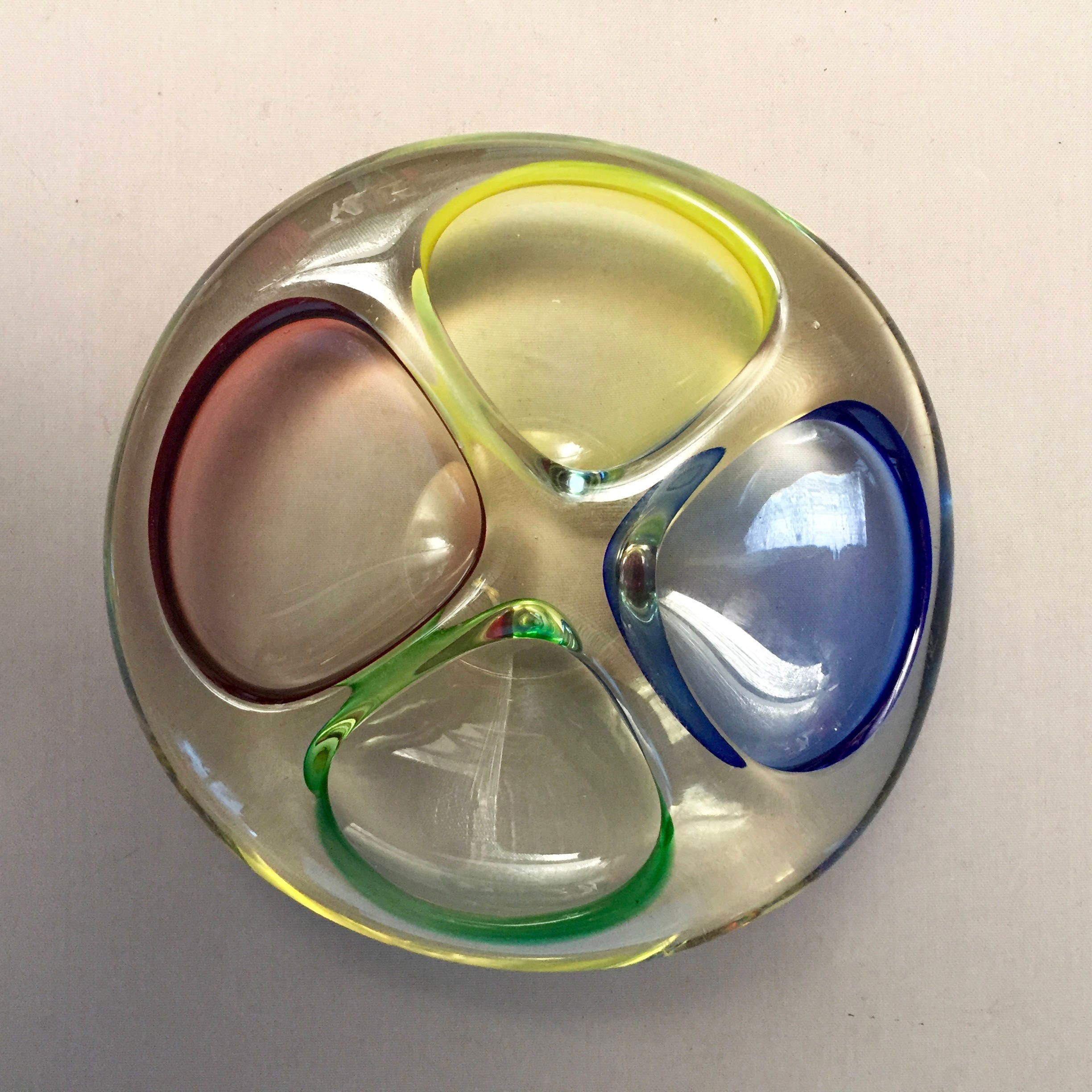 Murano ashtray four colour trays