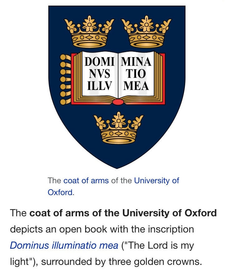 vintage embroiderd Oxford university coat of arms badge