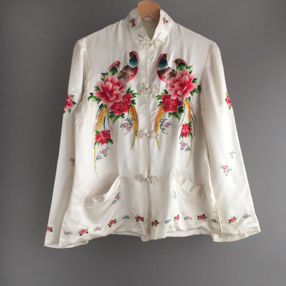 1940s pure silk embroidered jacket - image 1