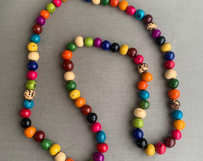 Handmade Bonbona and Acai seed necklace