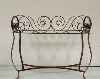 antique wrought iron planter stand /jardinière /console plant trough