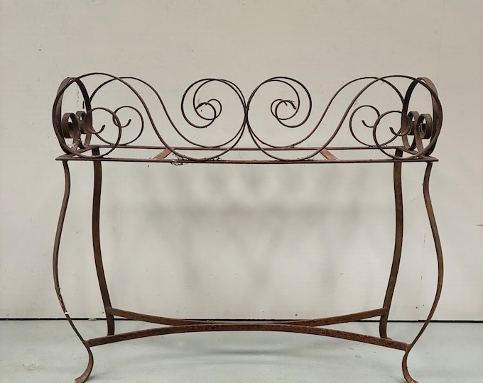 antique wrought iron planter stand /jardinière /console plant trough