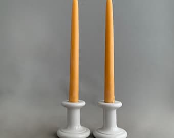 classic white ceramic column candle stick holders