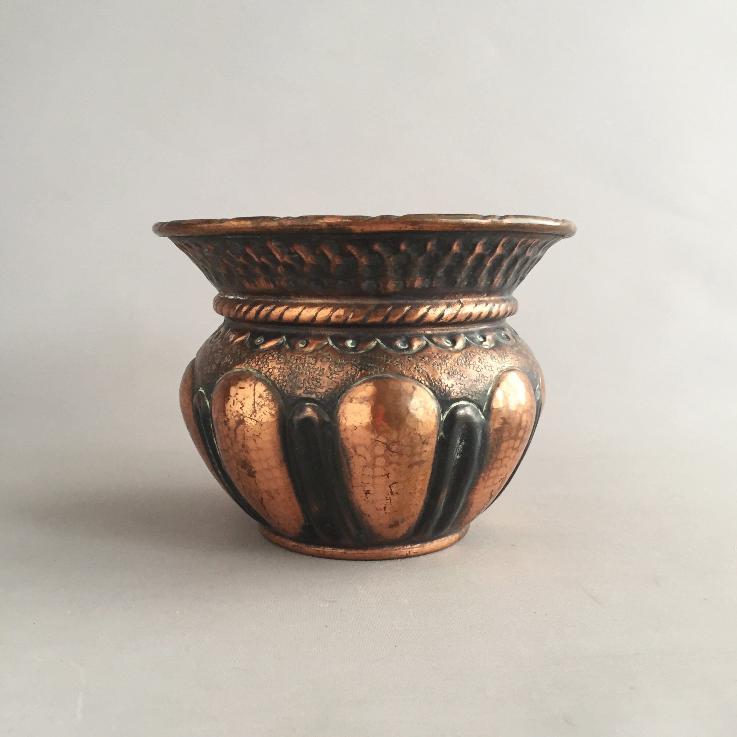 Old copper plant pot