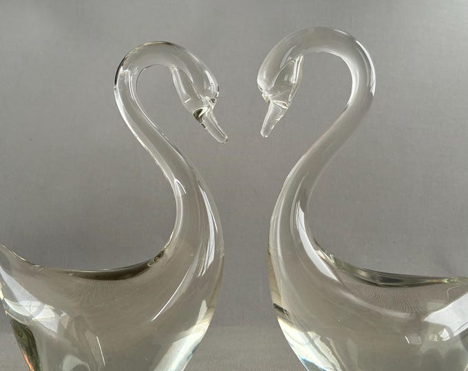1960s glass swan pair