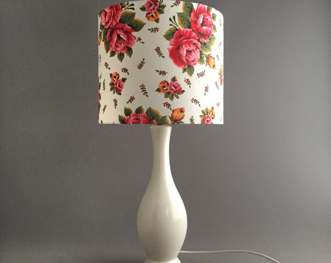 Crown Devon ceramic lamp base and rose shade