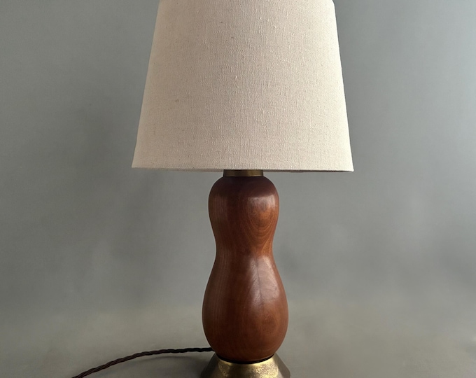 Danish teak and brass table lamp