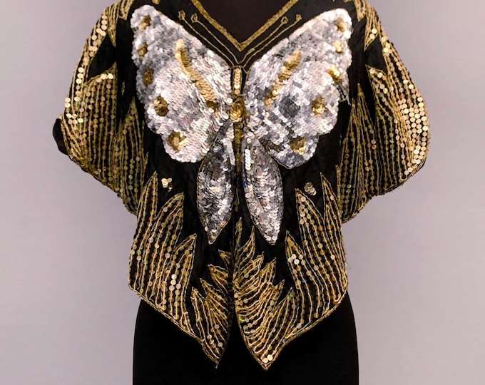 1970s sequine butterfly top