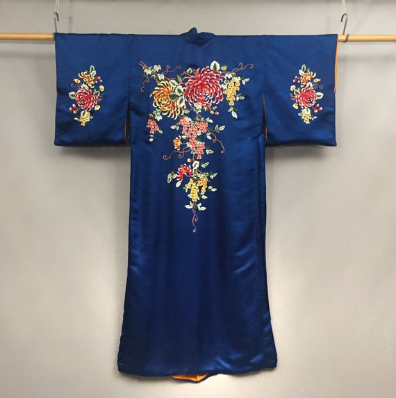 1950s pure silk embroidered kimono - image 1