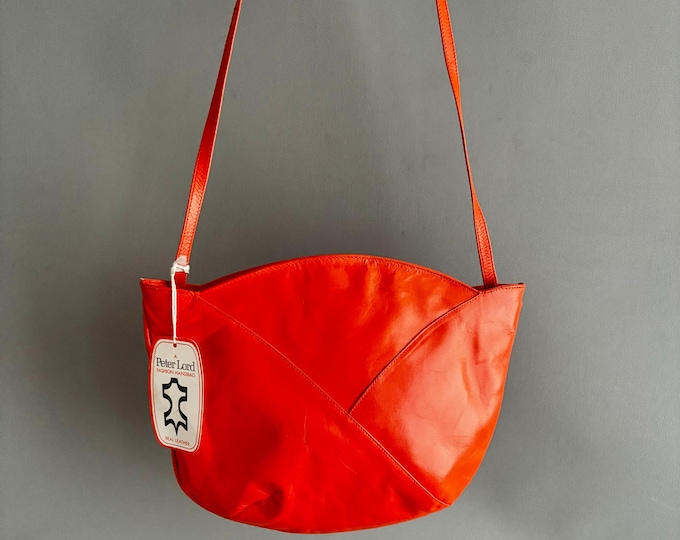 1980s leather handbag bright orange