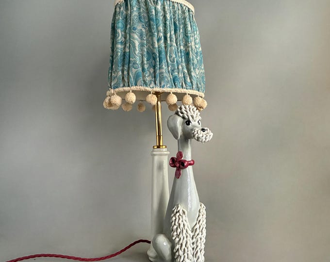 Mid Century Modern Italy Spaghetti Porcelain Poodle lamp