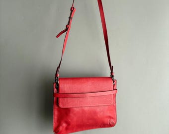 Red leather cross body handbag