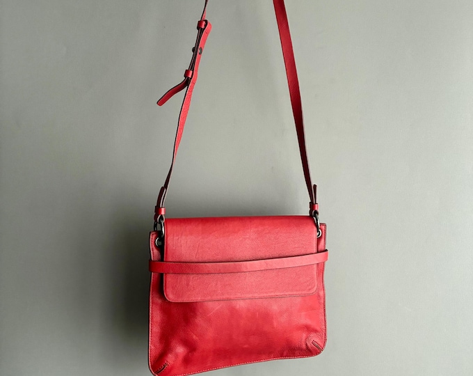 Red leather cross body handbag