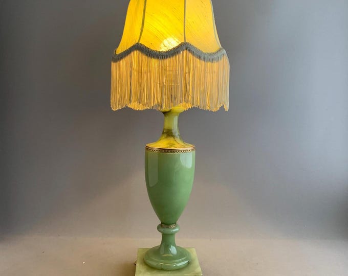 1950s Italian Green alabaster table lamp
