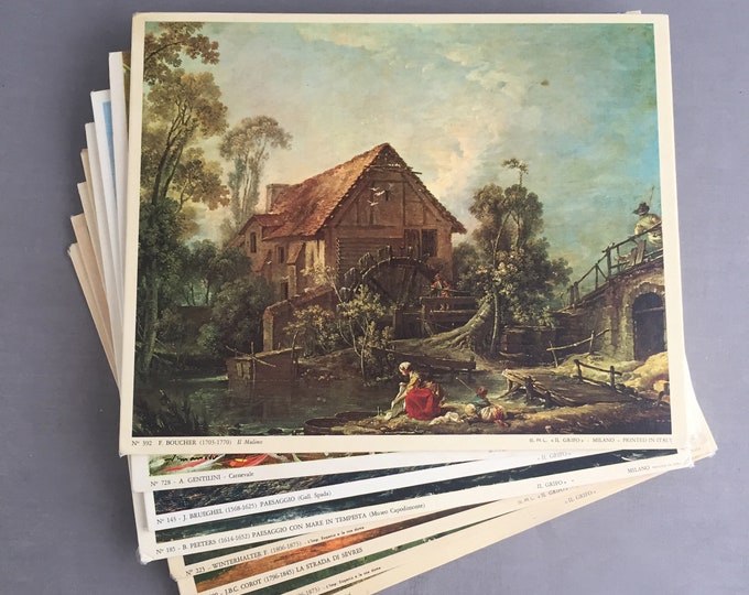 Vintage 1960s Italian Art Placemats, Set of 8