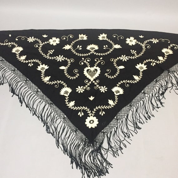 wool embroidered piano shawl
