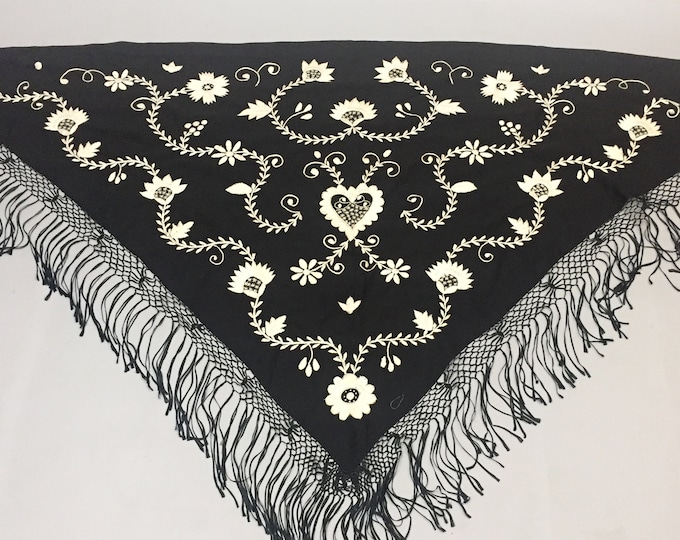 wool embroidered piano shawl