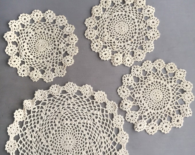 hand crochet doilies x 4