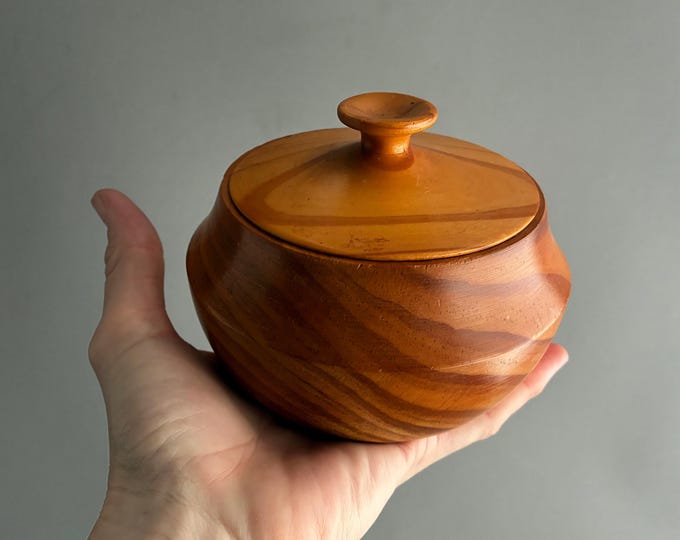 hand turned wooden trinket dish with lid
