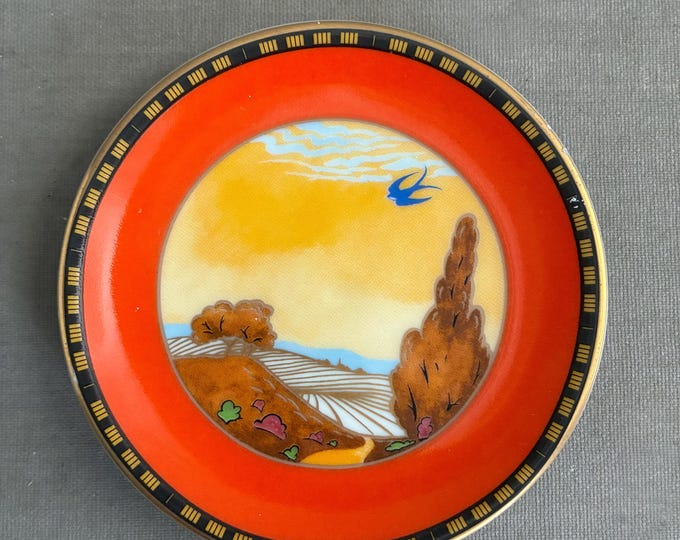 Swallows at Dusk Royal Worcester Art Deco mini plate
