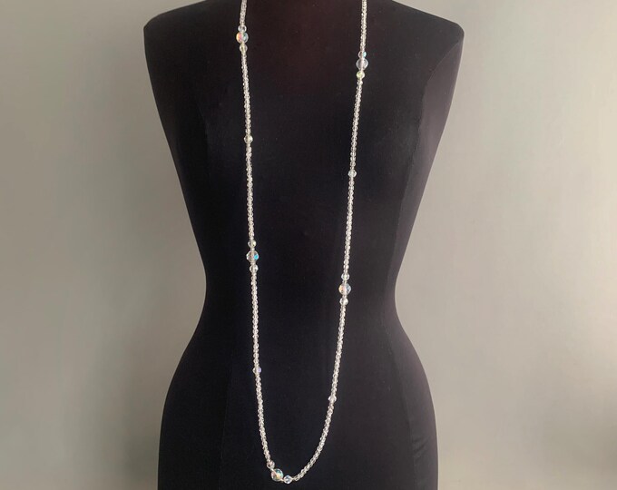 swarovski crystal Aurora Borealis glass crystal bead flapper style necklace