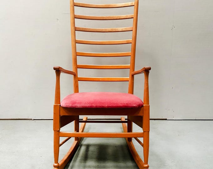 Danish Mid Century Beech Ladder Back Rocking Scandart  rocking chair
