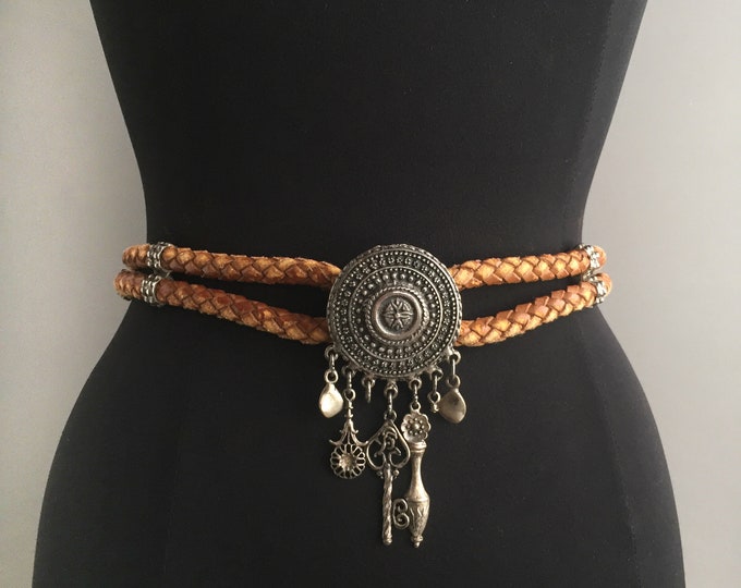 western braided charm belt