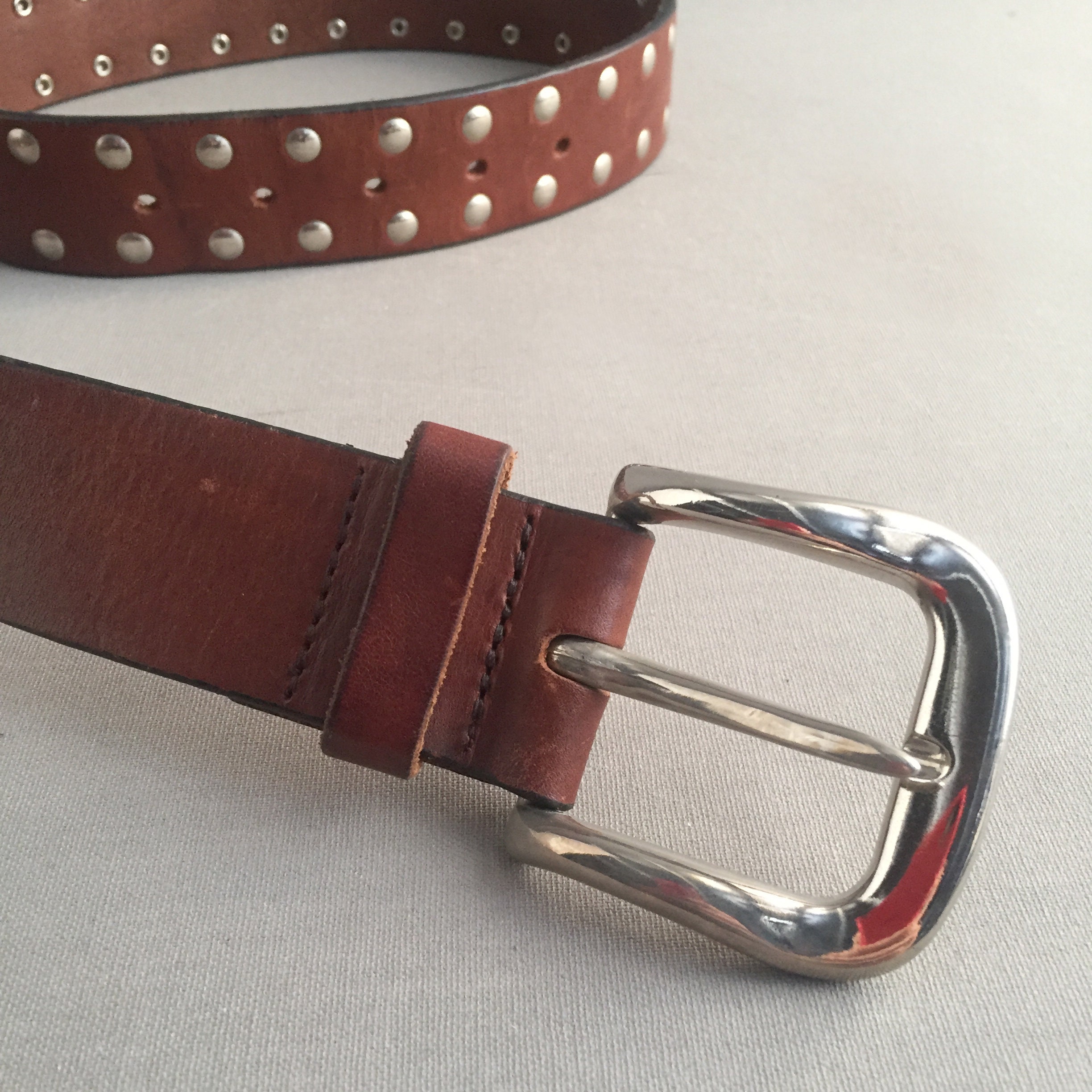 chunky leather studded belt