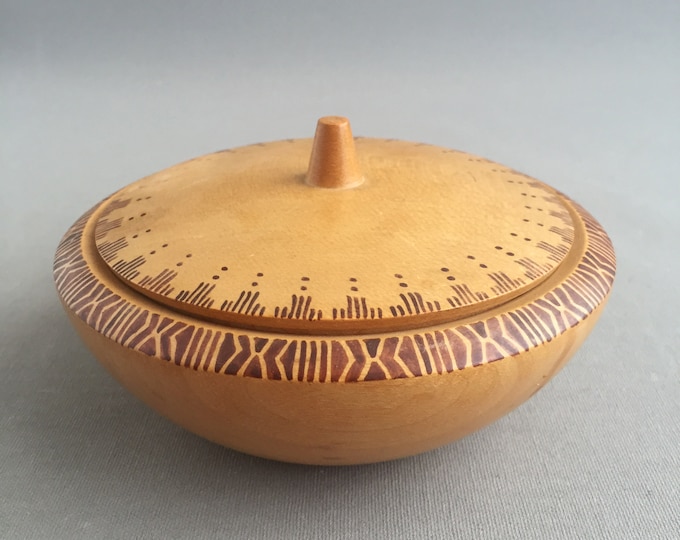 hand painted wooden trinket dish