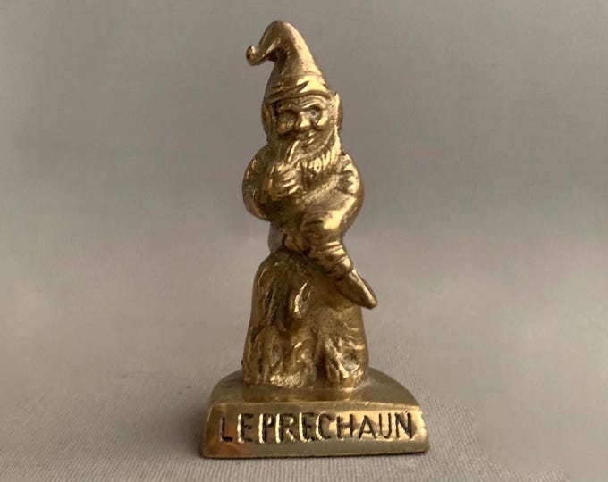 Vintage solid brass leprechaun figurine