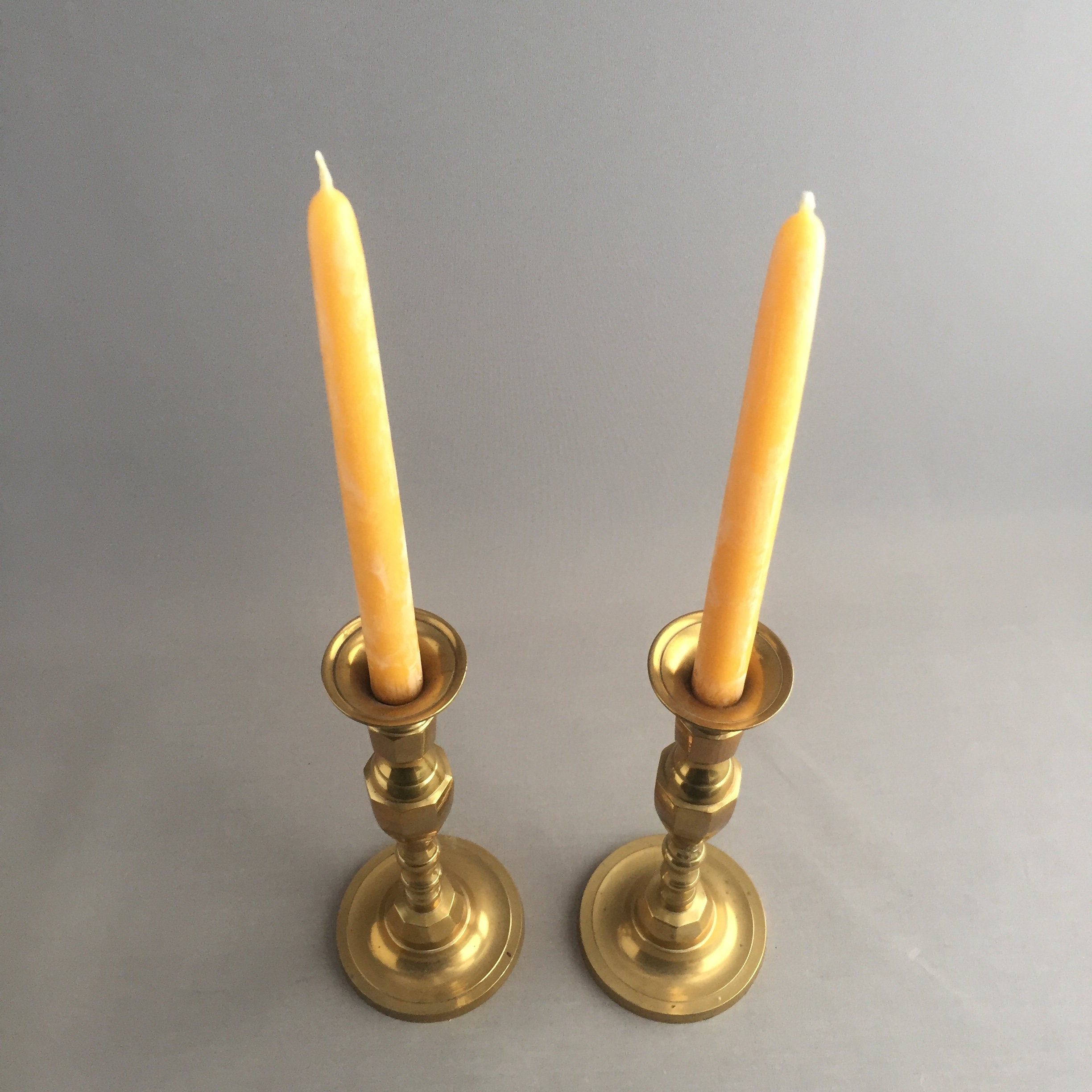 large brass chunky candlesticks