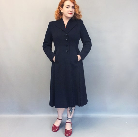 1940s gabardine pure wool dress coat