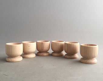 wooden egg cups x 6