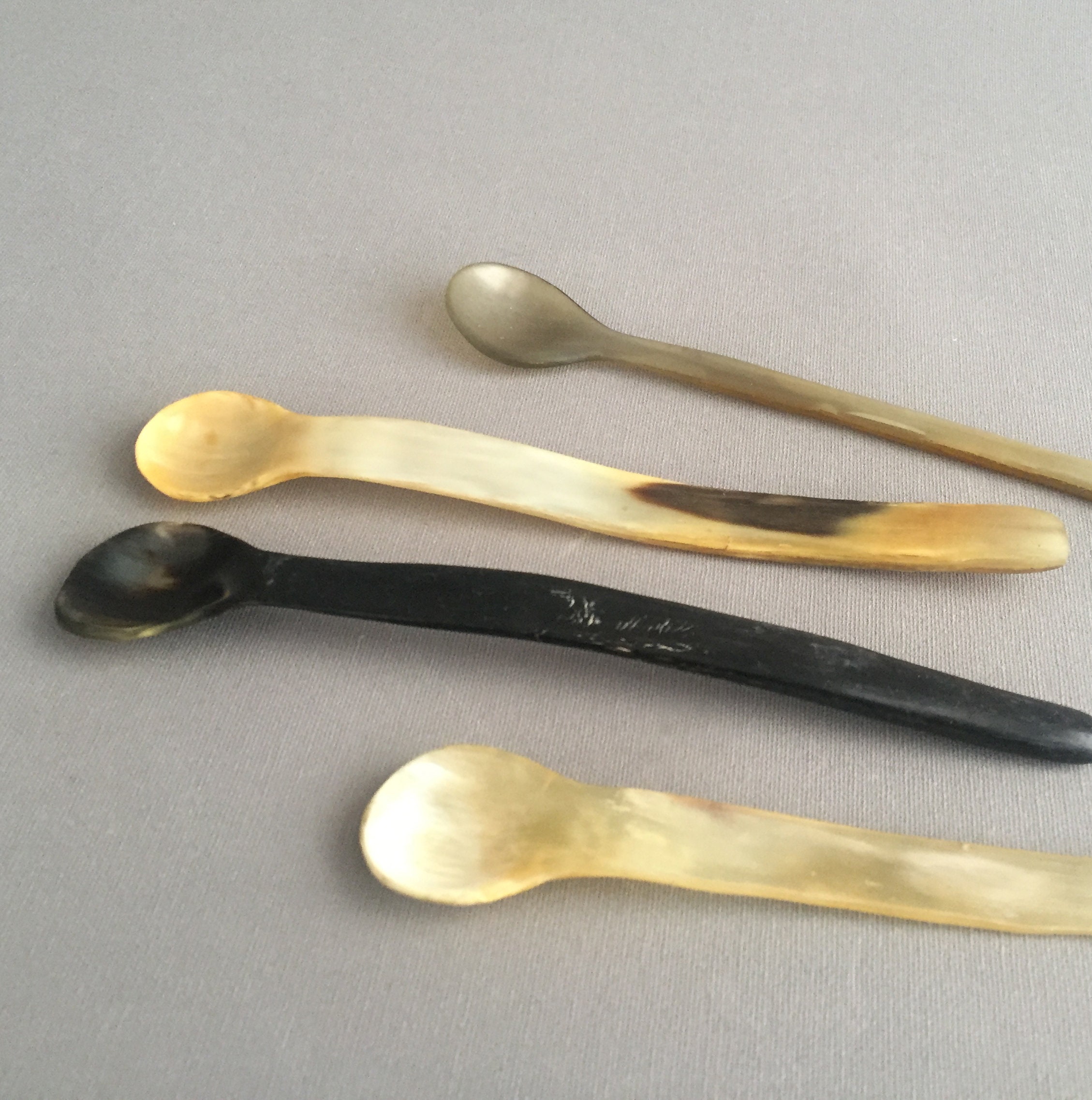 set of 4 cow horn spoons