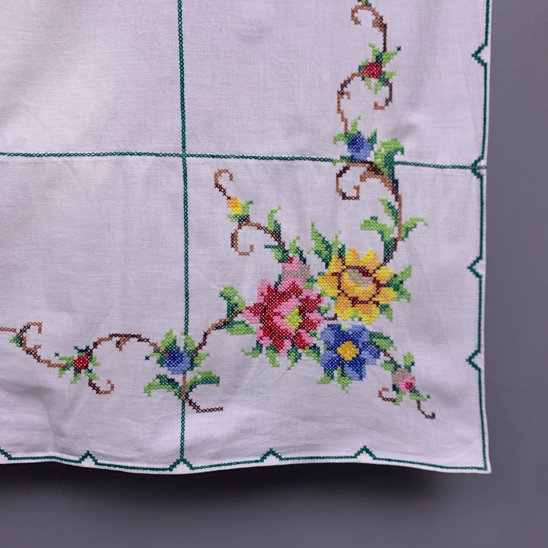 Hand Embroidered Table Cloth - Etsy