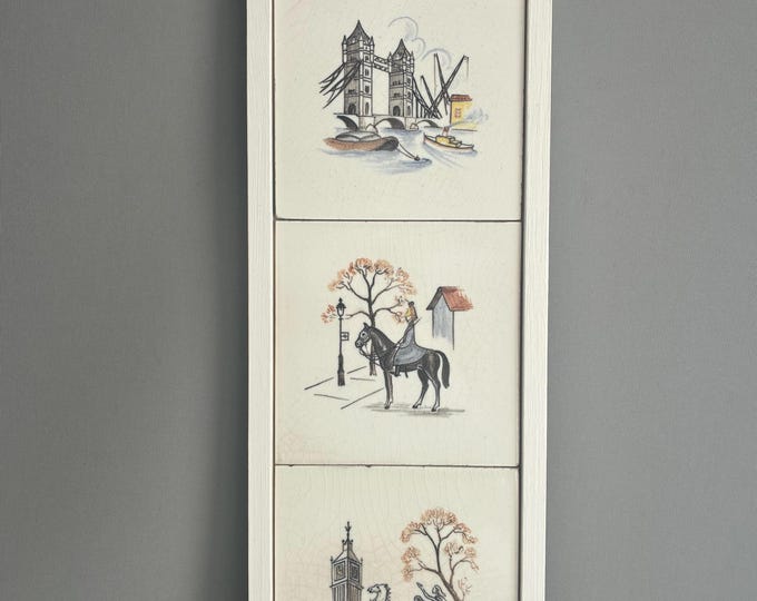 1930s handpainted london tiles wall hanging