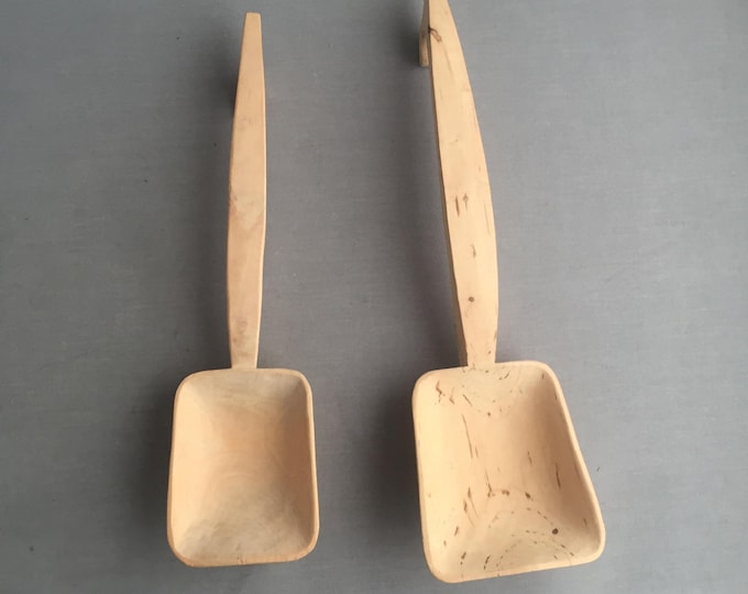 19th-century Swedish poplar wood flour shovels or scoops