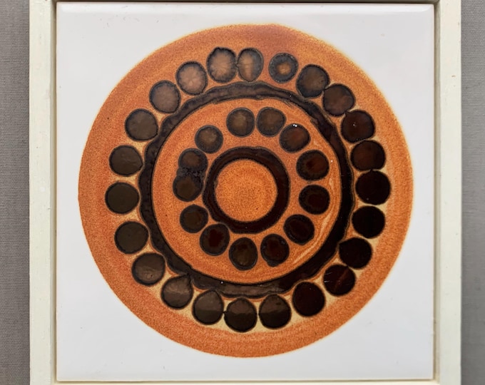 Framed 1960s ceramic tile by Margery Clinton