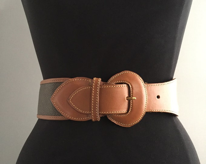 1980s Mulberry scotch grain leather  belt