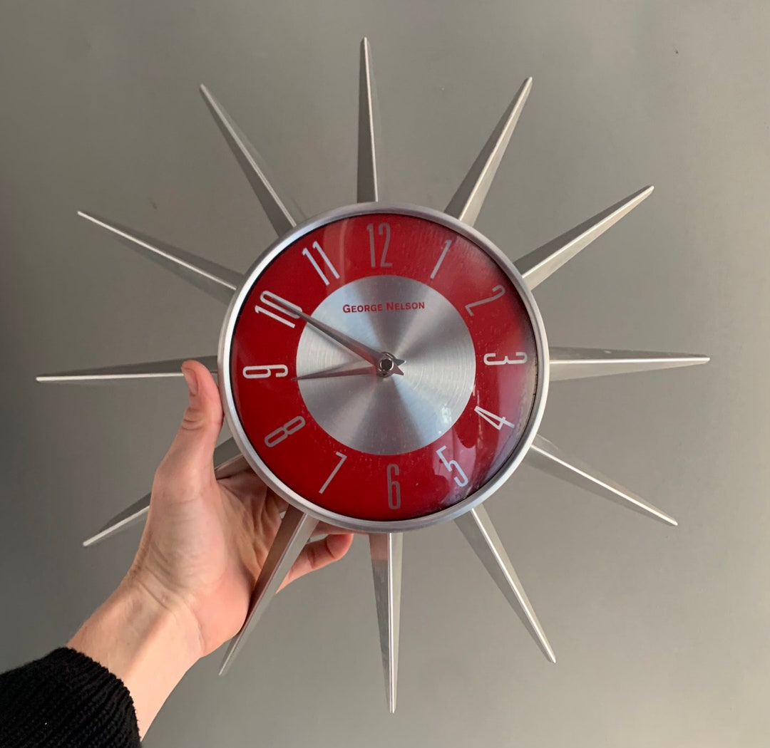 Retro Starburst Clock Nelson Etsy
