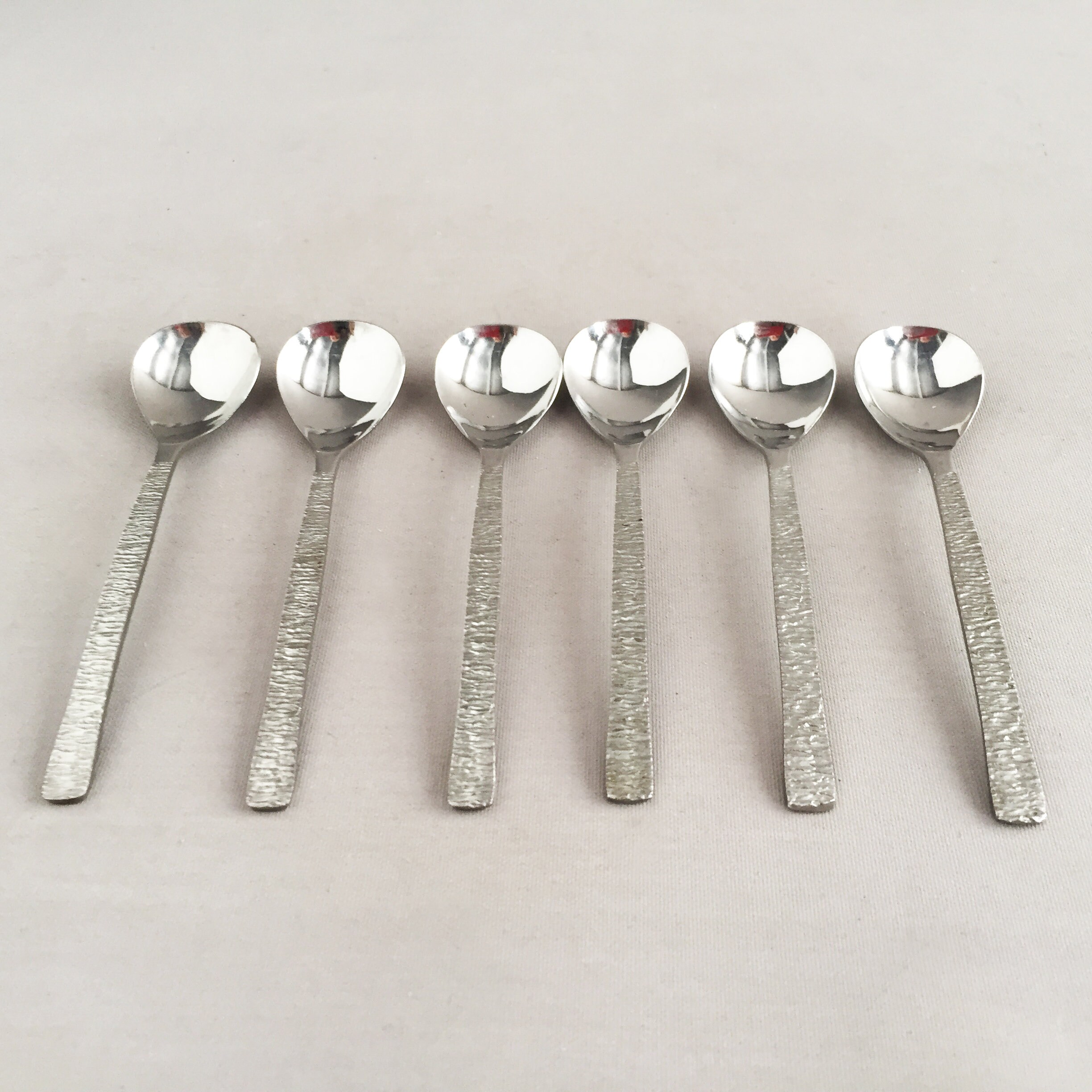 vintage Viners Coffee spoon set of 6 Bark texture modernist